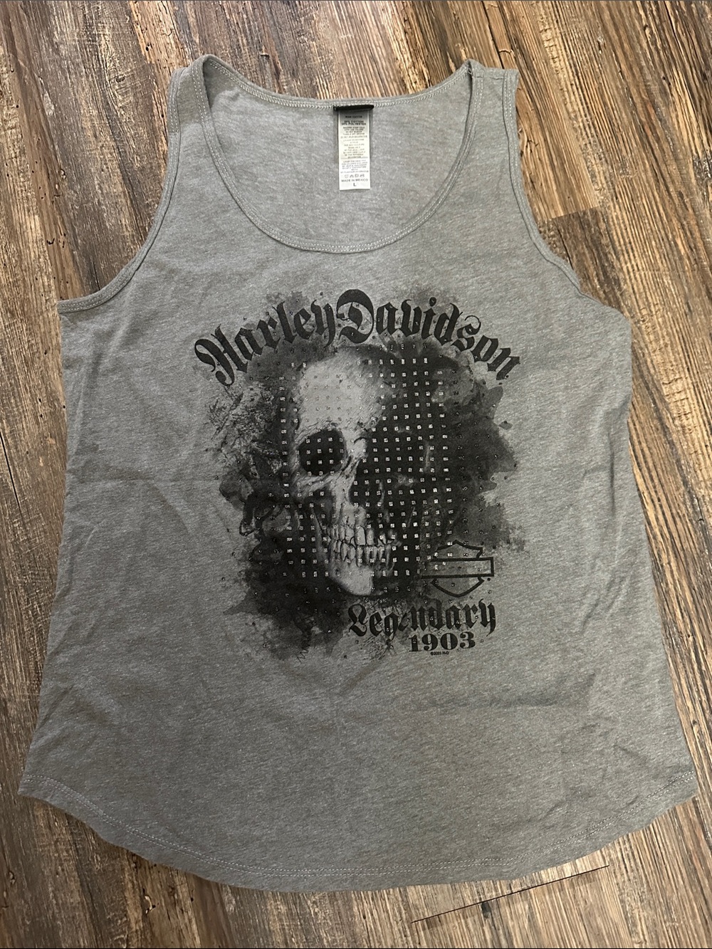 Harley-Davidson Gray Skull Graphic Tank Top